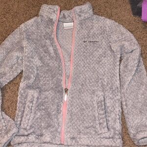 Columbia Soft Gray Jacket with Pink Accents